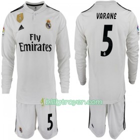 Billige Fotballdrakter Real Madrid VARANE 5 Barn Hjemmedraktsett 2018/19 Langermet